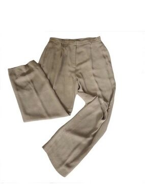ANNE KLEIN Beige Textured Loose Fit Trouser Pants Lined Size 14 NEW